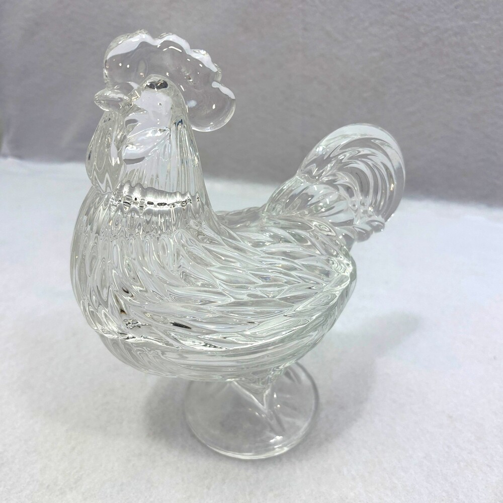 Godinger Clear Glass Shannon Crystal Harvest Rooster 8.75" Pedestal Candy Dish